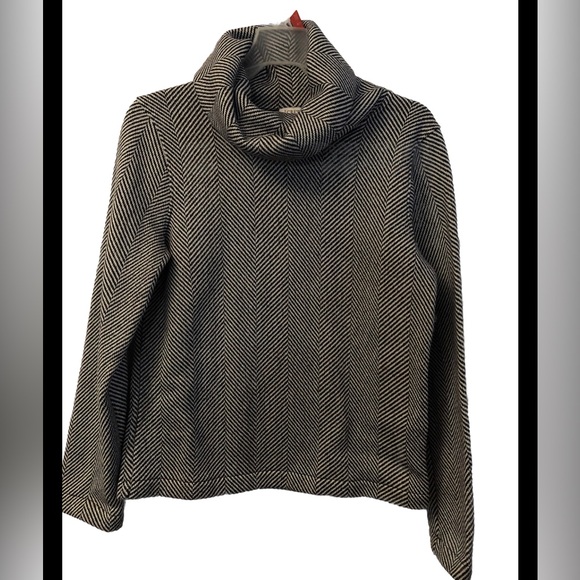 J. Crew Long Sleeve Funnelneck Pullover Fleece Lined Sweater-Herringbone Medium - Picture 4 of 5